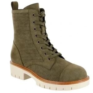 NWT MIA Women's Havenn Lace-Up Chunky Sole Booties in Olive Green